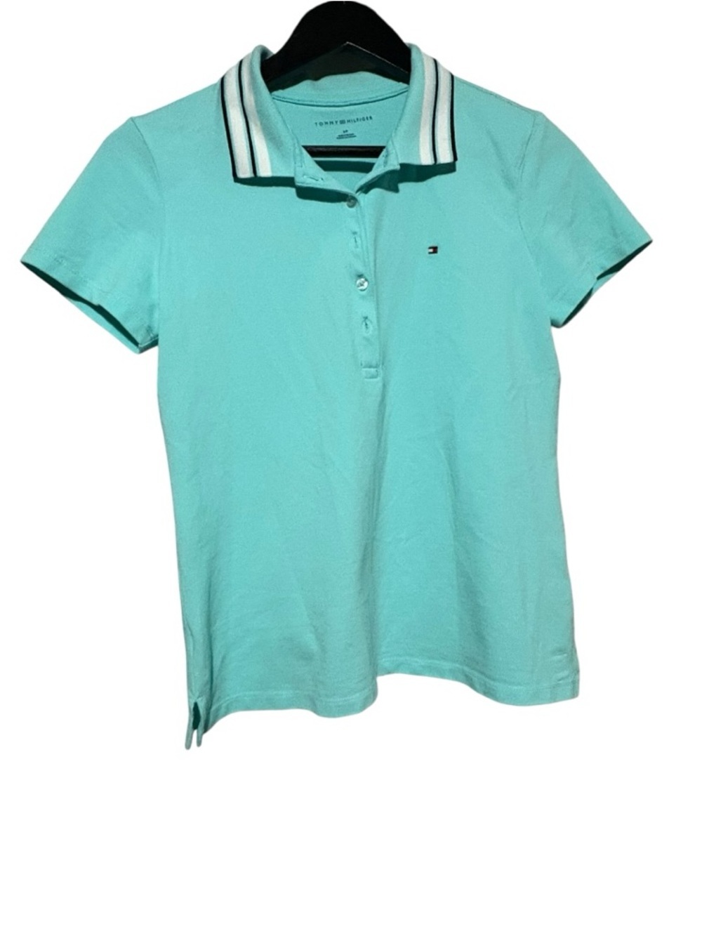Tommy Hilfiger Women's Mint Green Polo Shirt. Size S